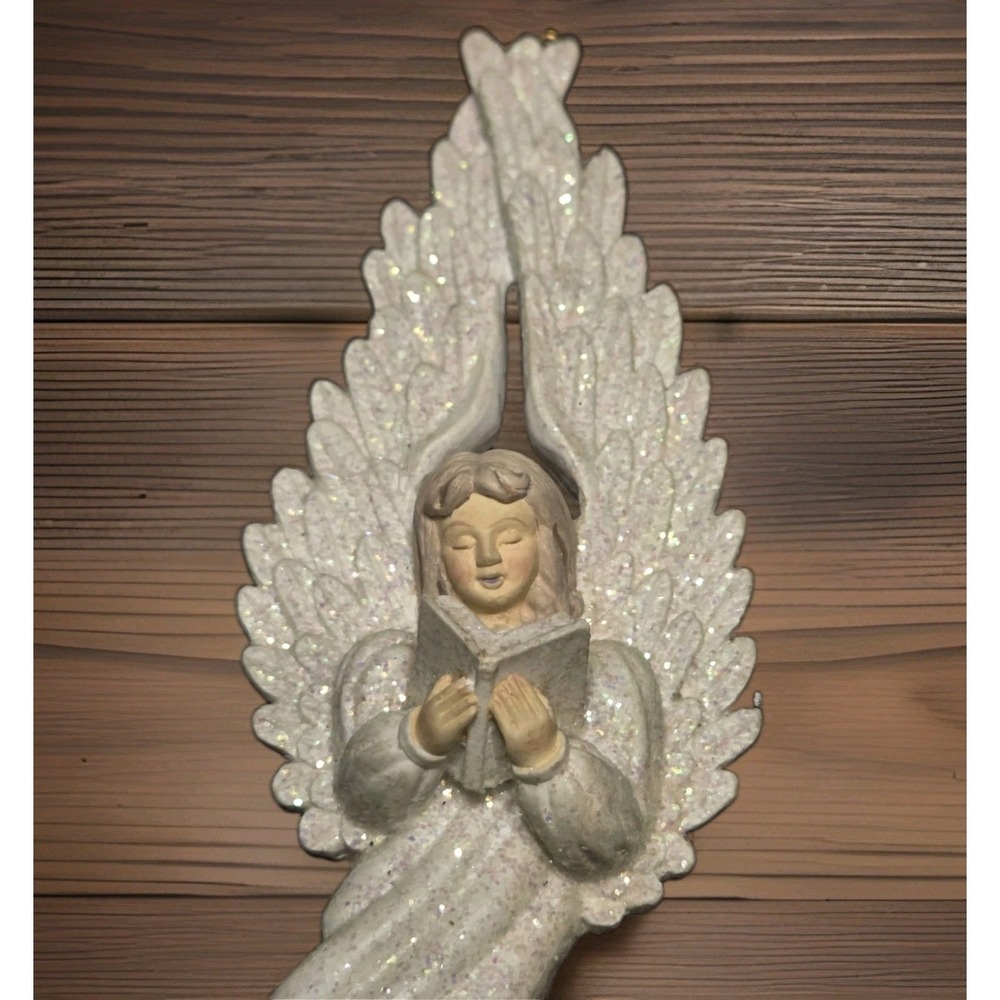 Vintage Angel Holding Choir Book Scroll Wall Hanger Ornament Chalkware